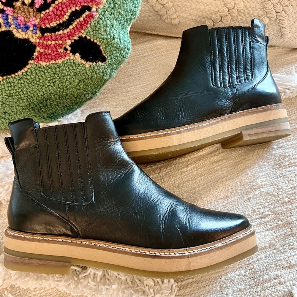 Roolee Prince Black Leather Pointy Toe Booties Boots 40 - Picture 3 of 16